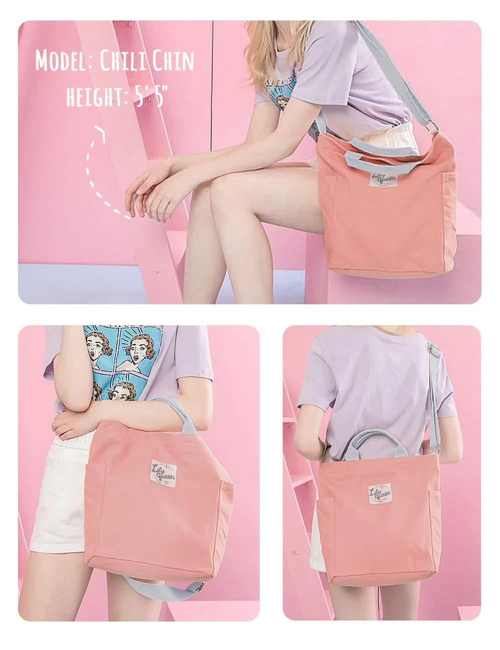 Lily queen Women Canvas Tote Handbag | Stylish, Spacious & Durable for Daily Use in India thumbnail 2