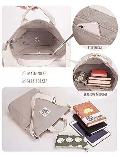 Lily queen Women Canvas Tote Handbag | Casual Hobo Shoulder Bag Crossbody in Taupe Grey thumbnail 3