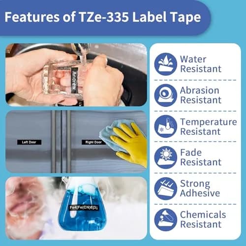 COLORWING White on Black TZe-335 Label Tape 12mm (0.47") x 8m | Compatible with Brother P-Touch Label Makers (4-Pack) thumbnail 4