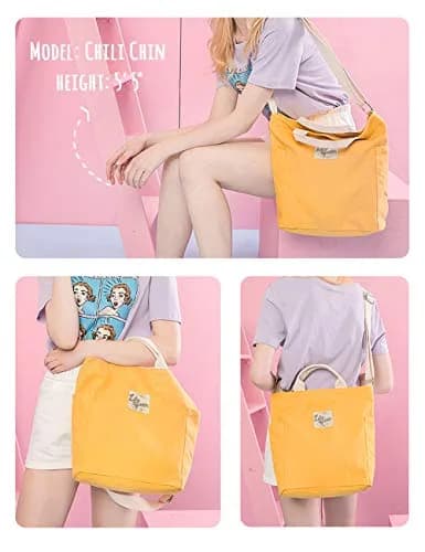 Lily queen Women Canvas Tote Handbag | Casual Shoulder Crossbody Bag in Yellow thumbnail 2