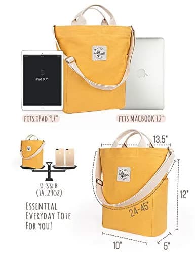 Lily queen Women Canvas Tote Handbag | Casual Shoulder Crossbody Bag in Yellow thumbnail 3