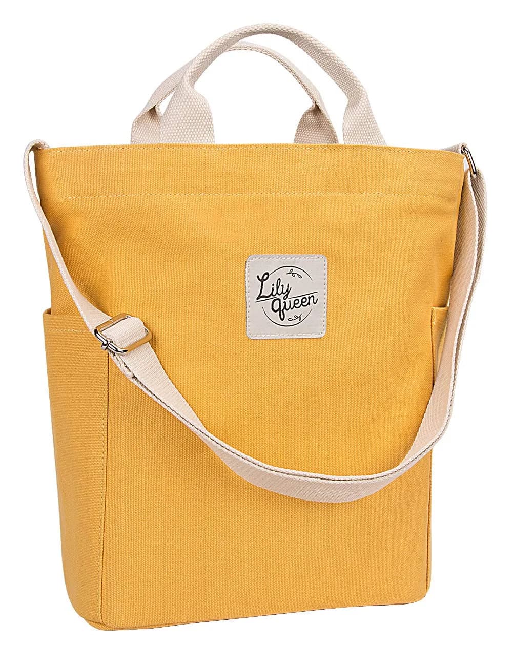 Lily queen Women Canvas Tote Handbag | Casual Shoulder Crossbody Bag in Yellow - main product image