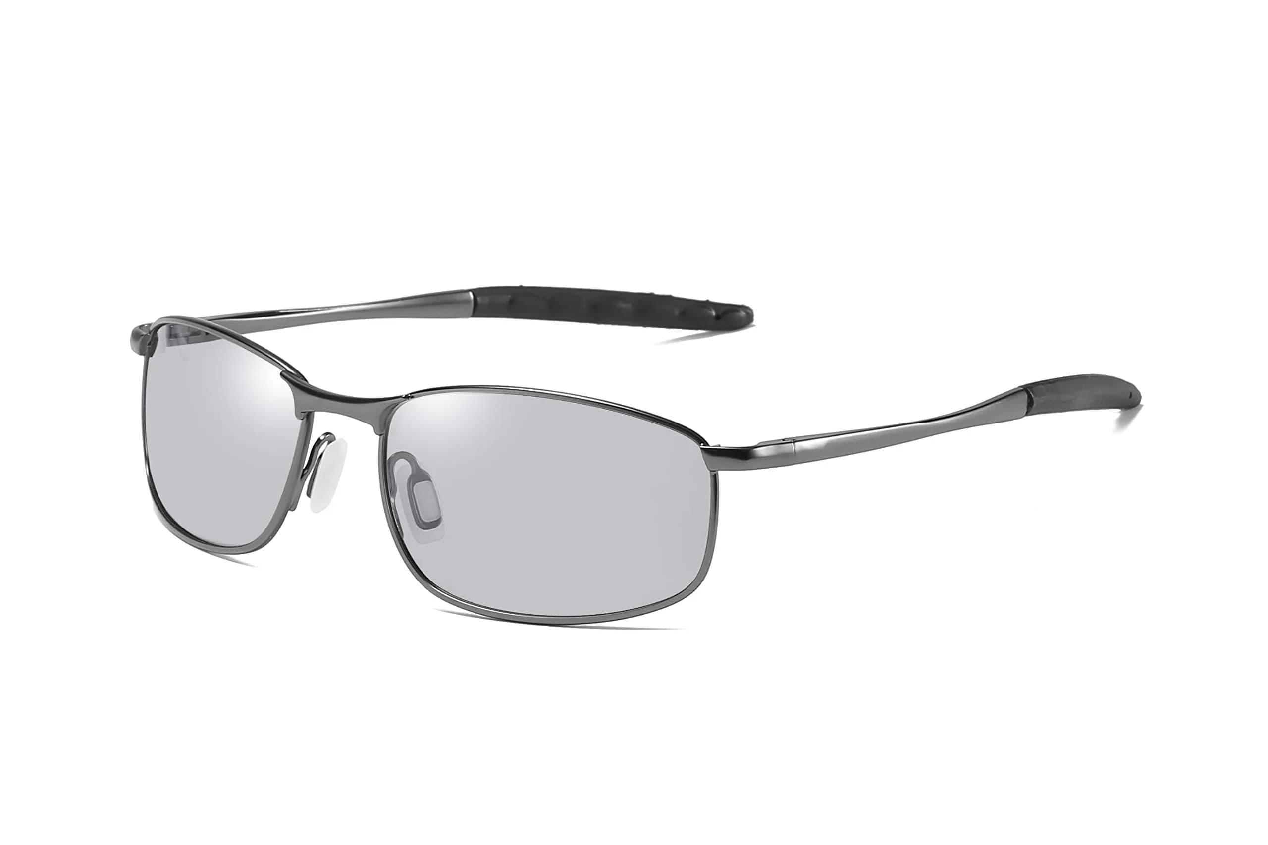 FEISEDY Classic Photochromic Polarized Sunglasses for Men & Women | 59mm (2.32 inches) — Gun Ash Photochromic