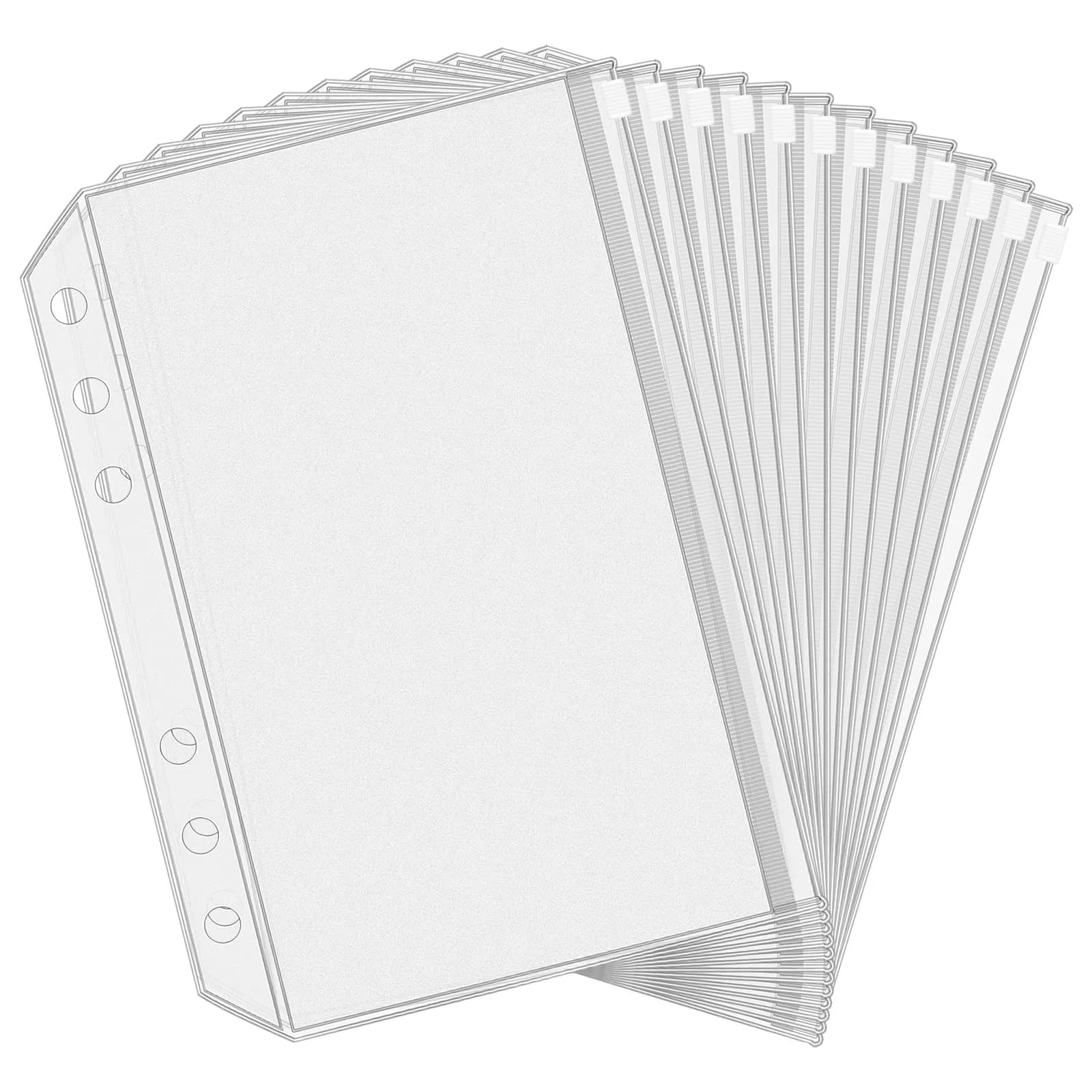 Antner Zipper Binder Pockets 12 Pack A5 Waterproof PVC for Budgeting, Clear, 8.15 x 5.7 inches