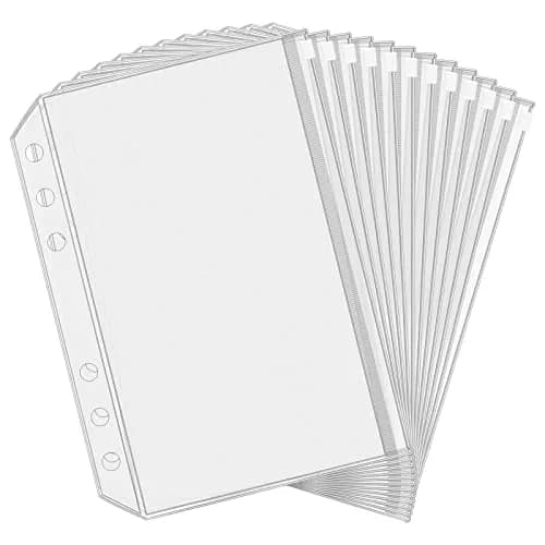 Antner Zipper Binder Pockets 12 Pack A5 Waterproof PVC for Budgeting, Clear, 8.15 x 5.7 inches thumbnail 1