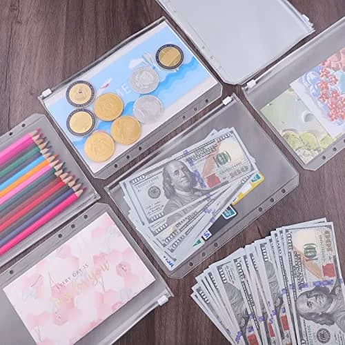 Antner Zipper Binder Pockets 12 Pack A5 Waterproof PVC for Budgeting, Clear, 8.15 x 5.7 inches thumbnail 5