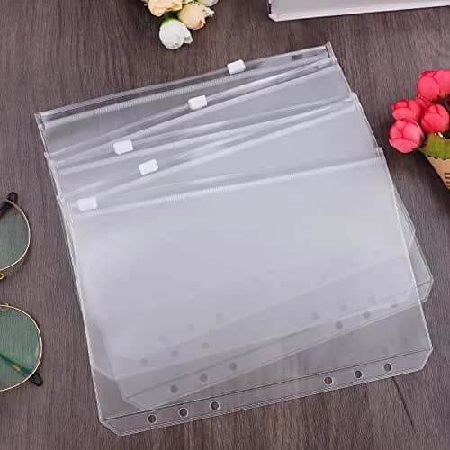 Antner Zipper Binder Pockets 12 Pack A5 Waterproof PVC for Budgeting, Clear, 8.15 x 5.7 inches thumbnail 7