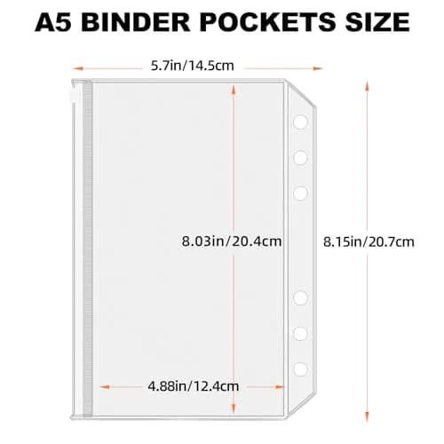 Antner Zipper Binder Pockets 12 Pack A5 Waterproof PVC for Budgeting, Clear, 8.15 x 5.7 inches thumbnail 2