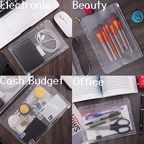Antner Zipper Binder Pockets 12 Pack A5 Waterproof PVC for Budgeting, Clear, 8.15 x 5.7 inches thumbnail 3