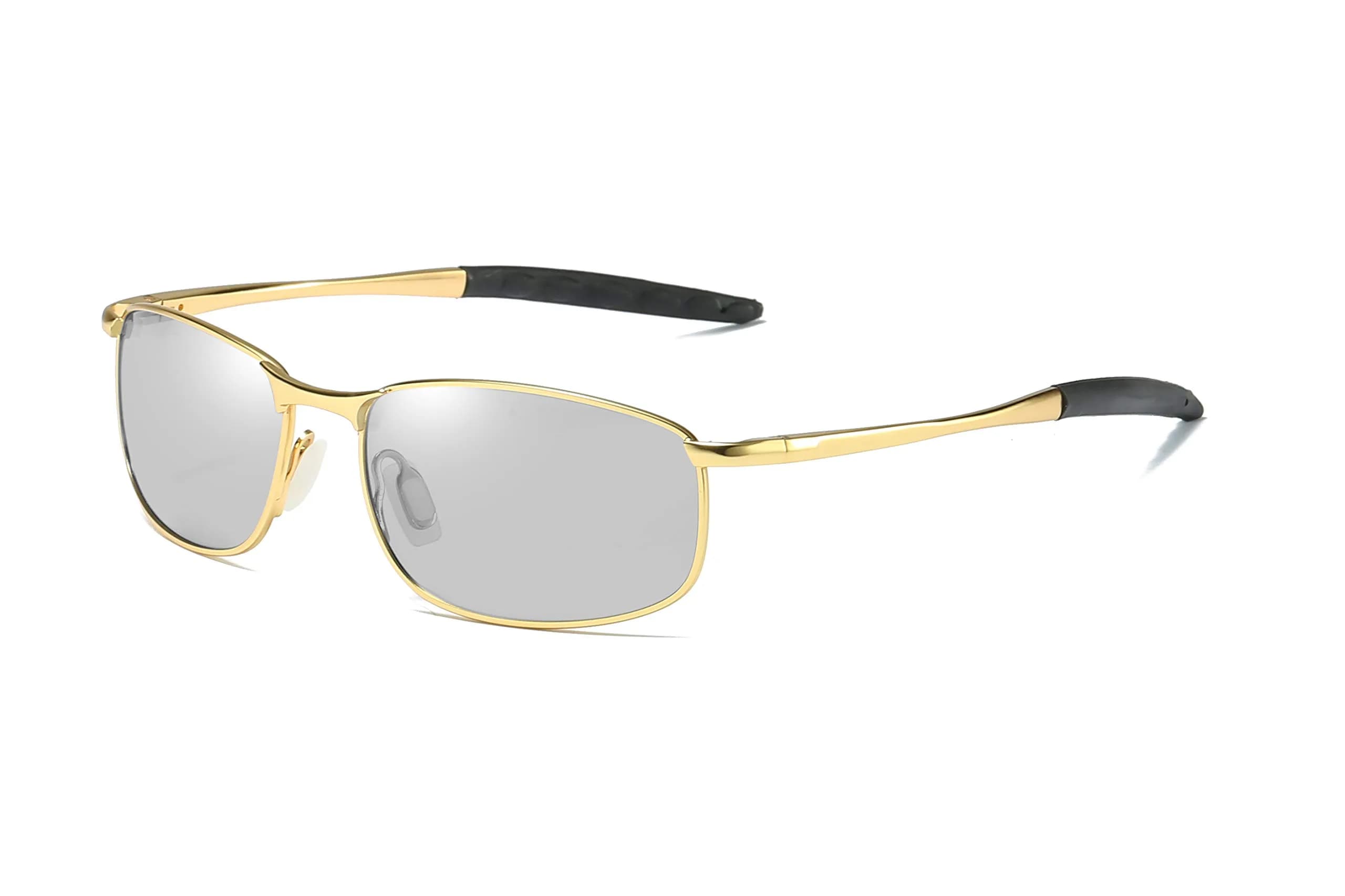 FEISEDY Classic Polarized Photochromic Sunglasses 58mm (2.32 inches) | Adapts to Light, Protects Eyes — Gold Photochromic