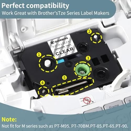 COLORWING Compatible Brother TZ Tape 12mm Black on Clear Laminated Label Tape 3-Pack | Durable & Easy Peel thumbnail 2