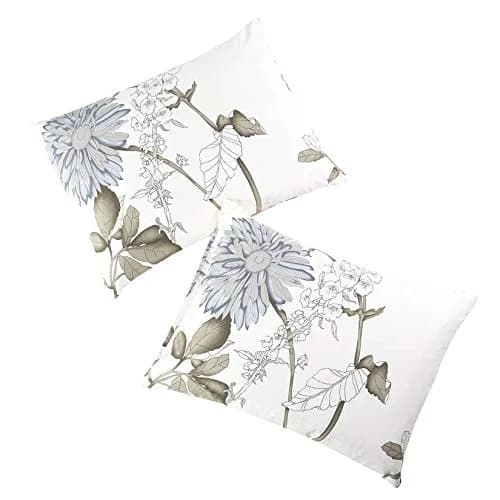 Wake In Cloud Floral Pillow Cases, 100% Cotton, King Size 20x36 Inches | Vintage Botanical Design thumbnail 2