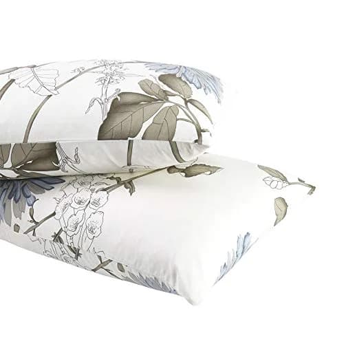 Wake In Cloud Floral Pillow Cases, 100% Cotton, King Size 20x36 Inches | Vintage Botanical Design thumbnail 3