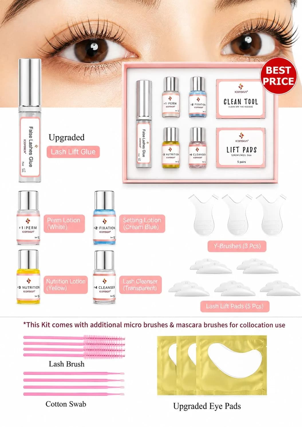 ICONSIGN Lash Lift Kit Eyelash Perming Full Set Upgraded Glue Version | Professional Eyelash Curling Lash Extension Set - view 2