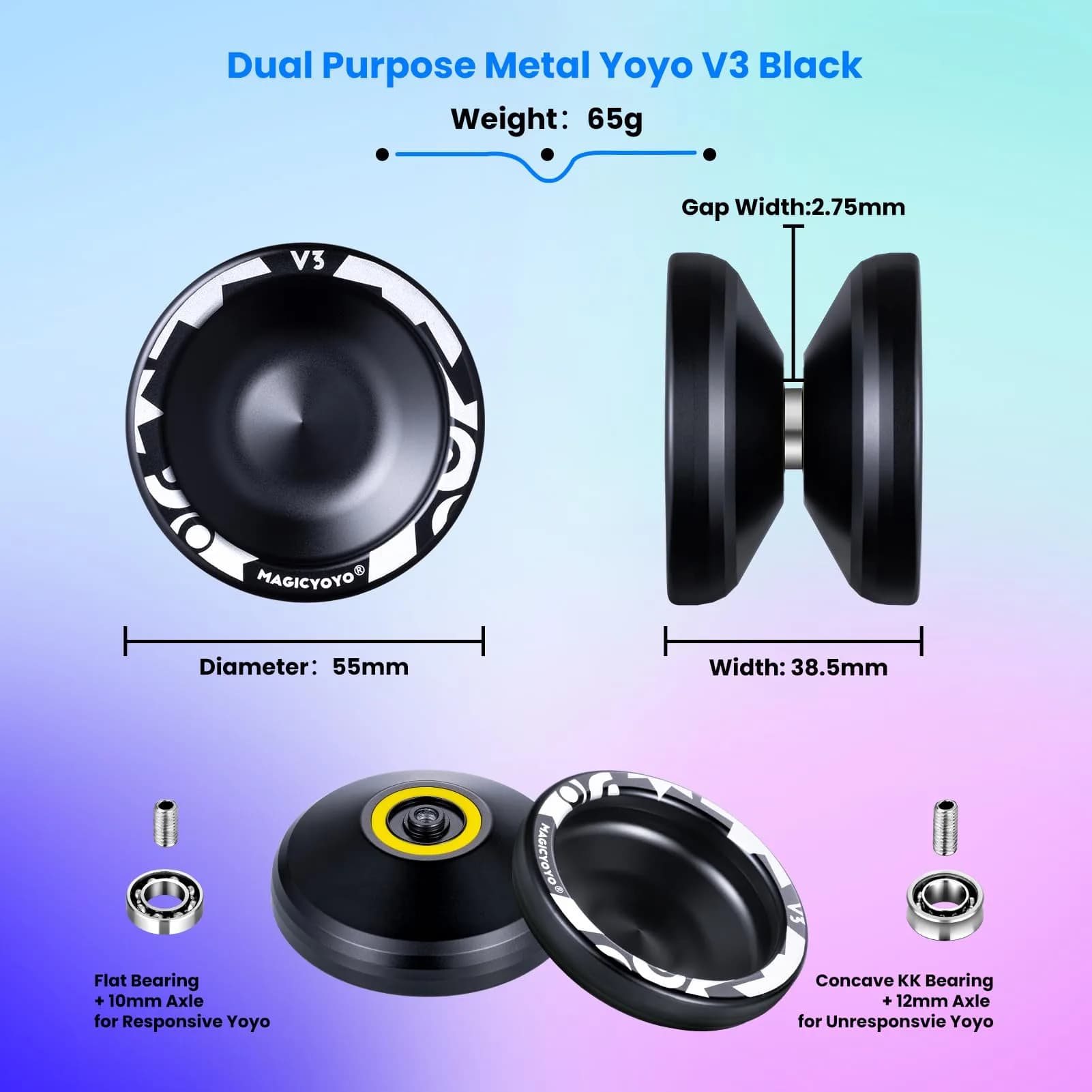 MAGICYOYO V3 Responsive & Unresponsive Yo-yo Dual Function | Aluminum Alloy 6061, 64.9g (2.29 oz) - view 5