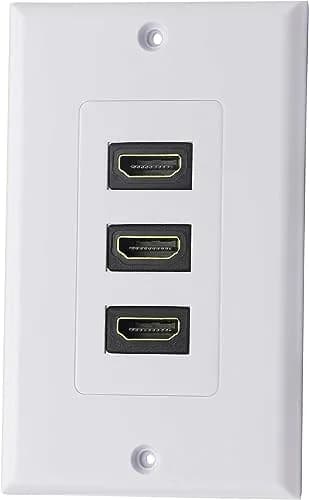 zdyCGTime 3-Port HDMI 2.0 Decorative Wall Plate 11.4cm x 7cm | Supports 4K 60Hz, Easy Install, White thumbnail 1