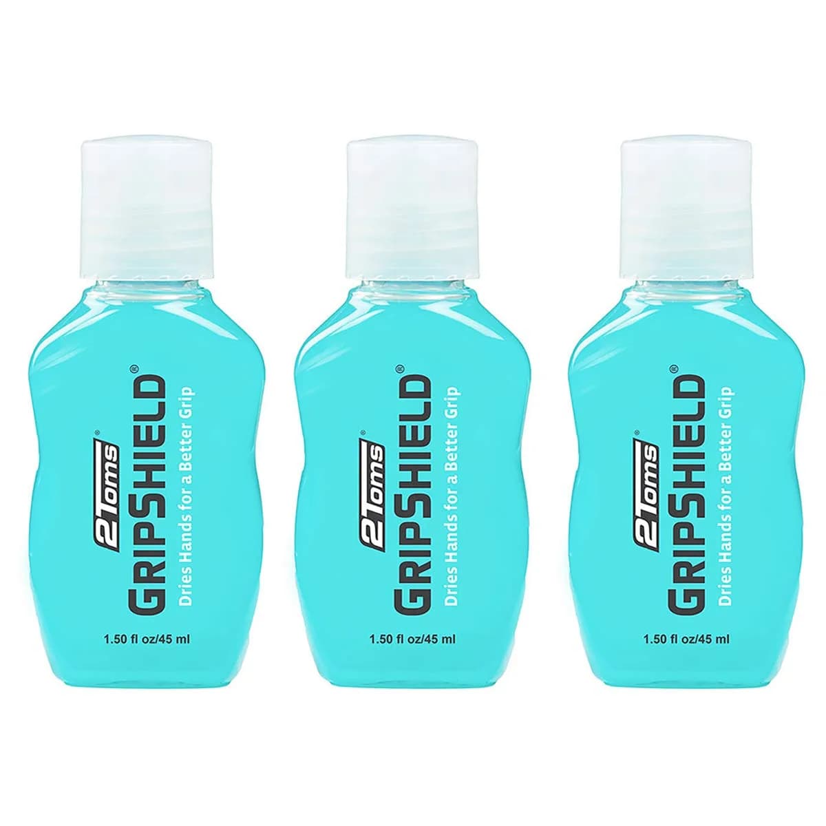 2Toms GripShield Non-Sticky Grip Enhancer Liquid Bottle, 44ml (1.5 Fl Oz) x 3 Bottles | Sweat-Resistant Grip for Sports