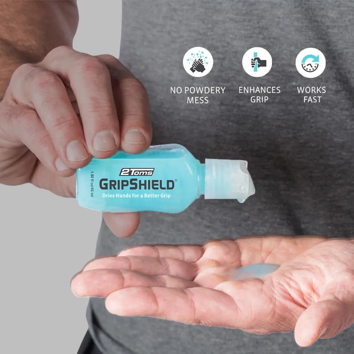 2Toms GripShield Non-Sticky Grip Enhancer Liquid Bottle, 44ml (1.5 Fl Oz) x 3 Bottles | Sweat-Resistant Grip for Sports - view 2