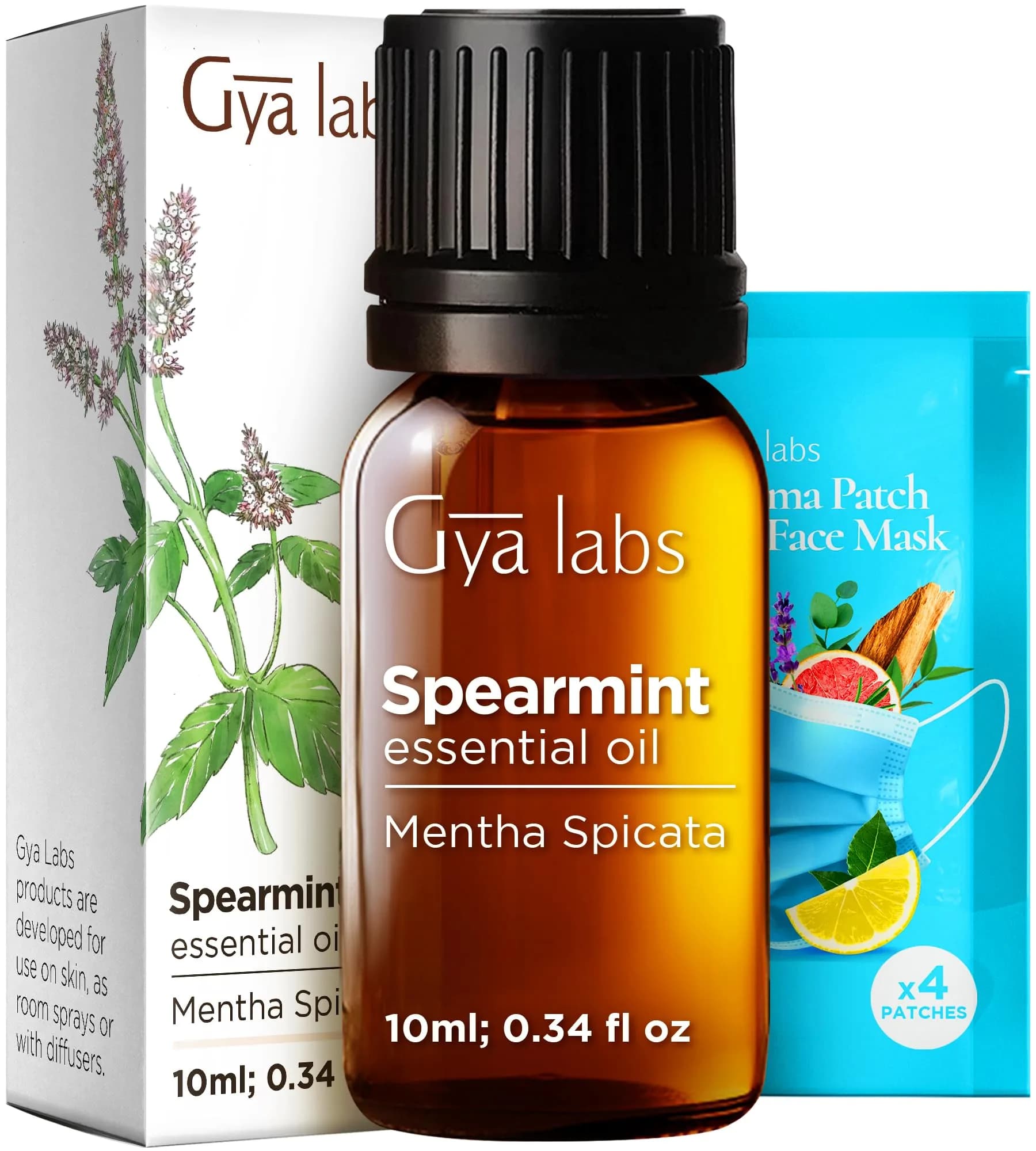 Gya Labs Spearmint Essential Oil for Hair, Skin & DIY Crafts, 10ml (0.34 Fl Oz) | Pure & Refreshing Aroma