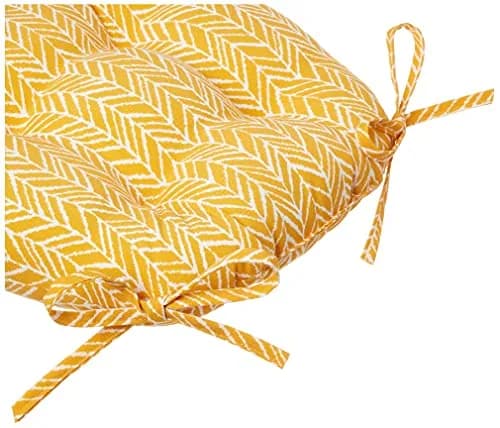 Pillow Perfect Outdoor/Indoor Herringbone Egg Yolk Reversible Chair Pads, 15.5" x 16" | Bright Yellow, 2 Pack thumbnail 4