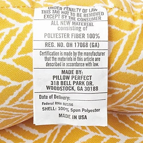 Pillow Perfect Outdoor/Indoor Herringbone Egg Yolk Reversible Chair Pads, 15.5" x 16" | Bright Yellow, 2 Pack thumbnail 5