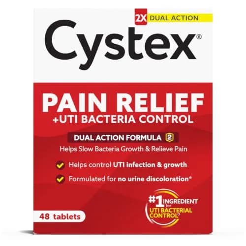 Cystex Dual-Action UTI Pain Relief Tablets, 48 Count | Fast-Acting, Non-Staining Formula for Urinary Discomfort thumbnail 1