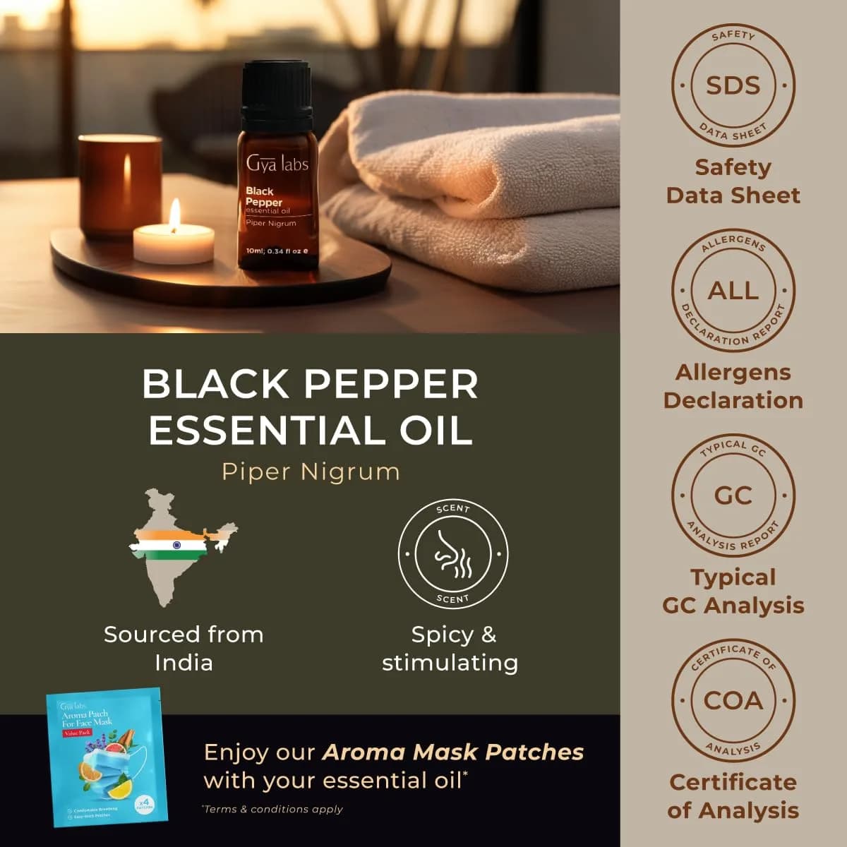 Gya Labs Black Pepper Essential Oil 10ml (0.34 Fl Oz) | Warming Aroma for Candle Making & Aromatherapy - view 6