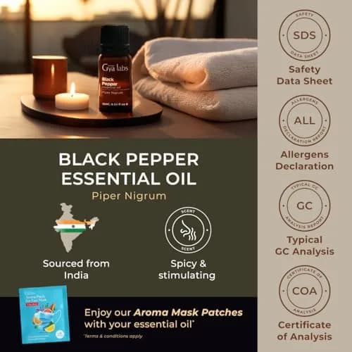 Gya Labs Black Pepper Essential Oil 10ml (0.34 Fl Oz) | Warming Aroma for Candle Making & Aromatherapy thumbnail 6