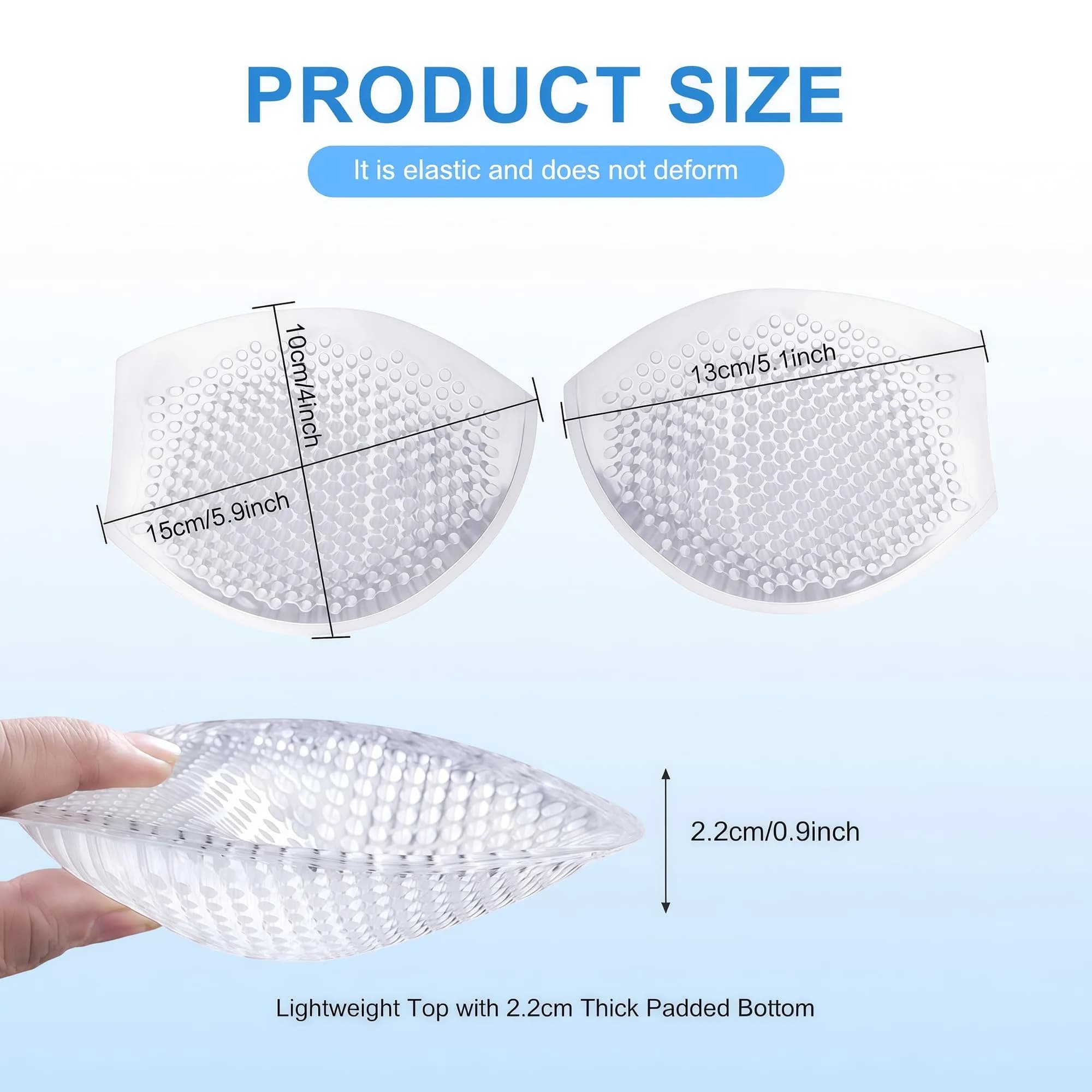 ericotry Clear Silicone Bra Inserts for Swimsuits & Bikinis | Waterproof Breathable Push-up Pads - view 2