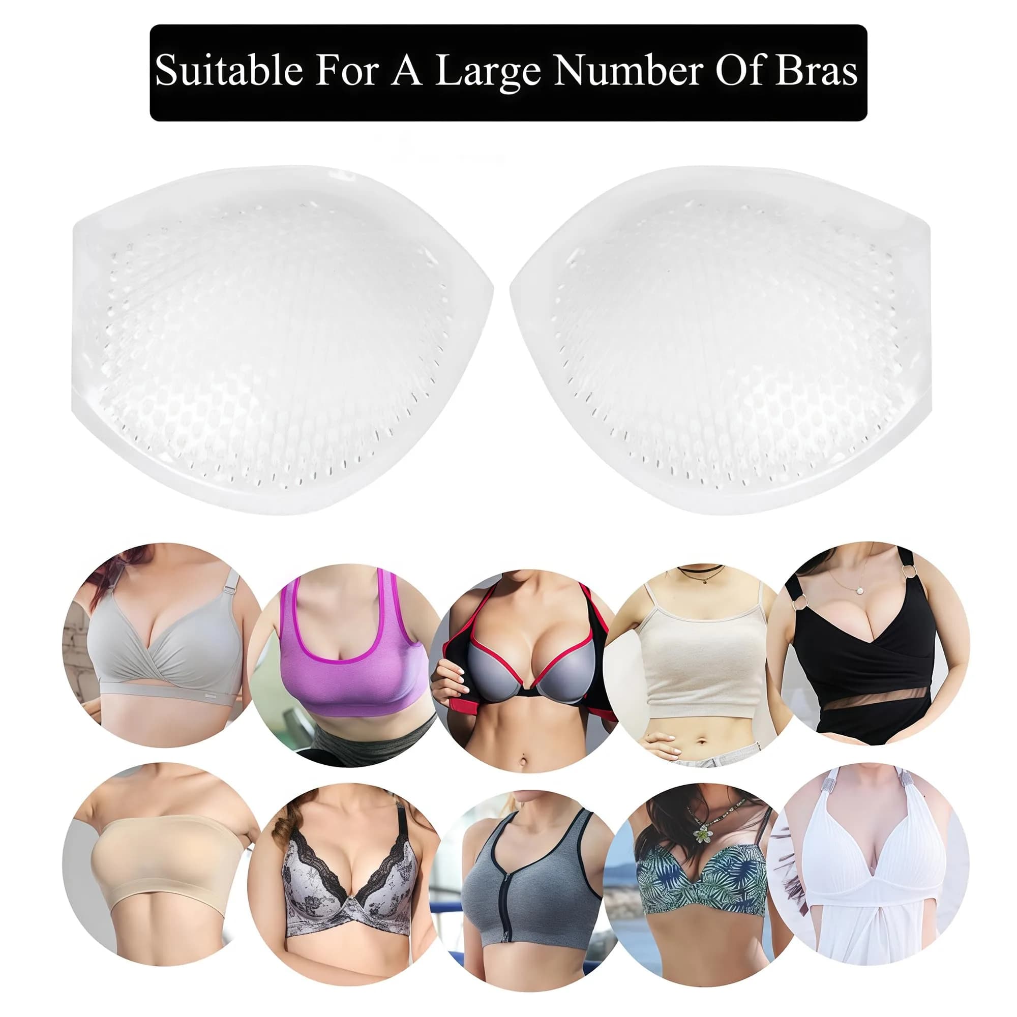 ericotry Clear Silicone Bra Inserts for Swimsuits & Bikinis | Waterproof Breathable Push-up Pads - view 8