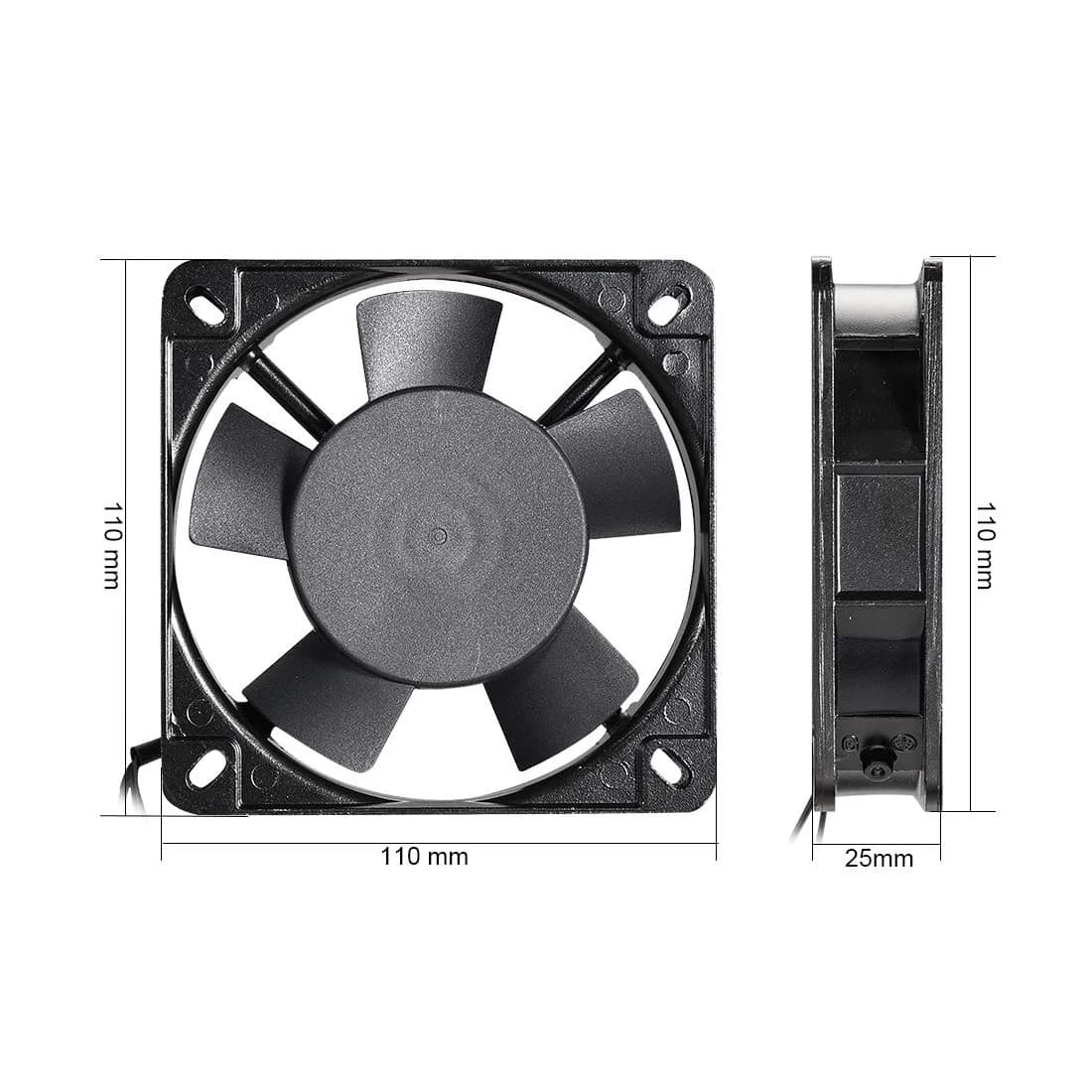 uxcell 110mm x 25mm AC 220/240V Cooling Fan | 2500 RPM, 35 CFM Airflow - view 2