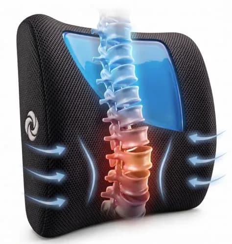 Samsonite Cooling Memory Foam Lumbar Support Pillow with Adjustable Strap & Breathable Mesh Cover | Ergonomic Back Cushion for Office Chair, Car Seat, Gaming Chair (Black Mesh) thumbnail 1