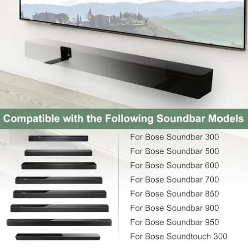 Dinghosen Wall Mount Bracket for Bose Soundbar 300, 500, 600, 700, 900, WB-300, SoundTouch 300, Black | Stainless Steel thumbnail 2