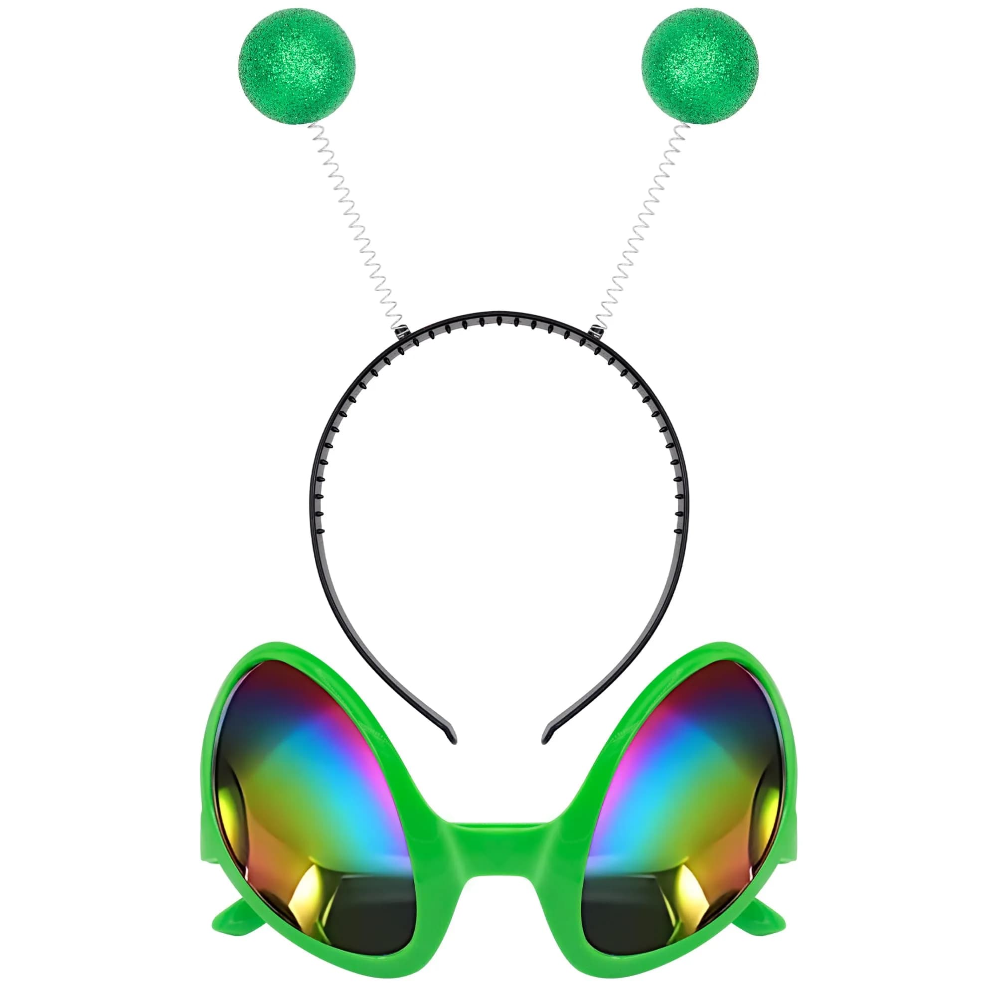Cheerin Green Alien Headband & Glasses | Adult Space Cosplay Accessories for Halloween & Parties