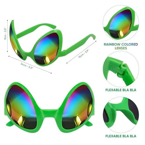 Cheerin Green Alien Headband & Glasses | Adult Space Cosplay Accessories for Halloween & Parties thumbnail 3