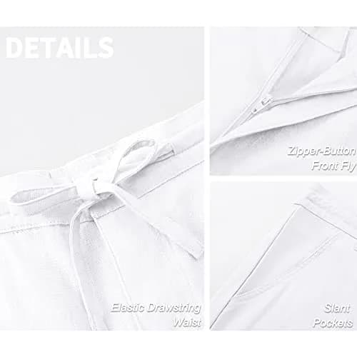 Janmid Men Casual Linen Pants White S | Breathable Summer Trousers for Men thumbnail 5