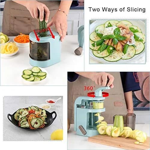 Ourokhome Vegetable Spiralizer Zucchini Noodles Maker – 4 Built-in Spiral Slicer Blades for Veggie Spaghetti Paste | Portable, BPA-Free Kitchen Tool thumbnail 4