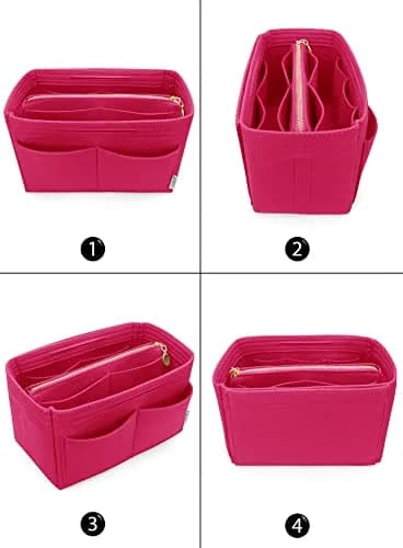 LEXSION Felt Purse Bag Organizer Insert with Zipper, Rosy XL (34cm x 18cm x 17cm) | Keeps Handbags Shipshape thumbnail 3