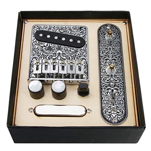 Alnicov 6 Strings Saddle Bridge Plate, 3 Way Switch Control Plate, Neck Pickup Set for Fender Telecaster Electric Guitars Replacement Parts (Black) | Guitar Hardware Kit thumbnail 8