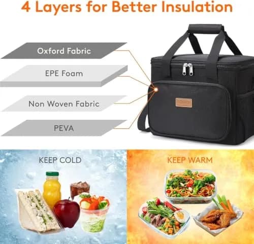 Lifewit Insulated Lunch Box for Men, 15L | Large Cooler Bag with Zipper & Shoulder Strap thumbnail 3