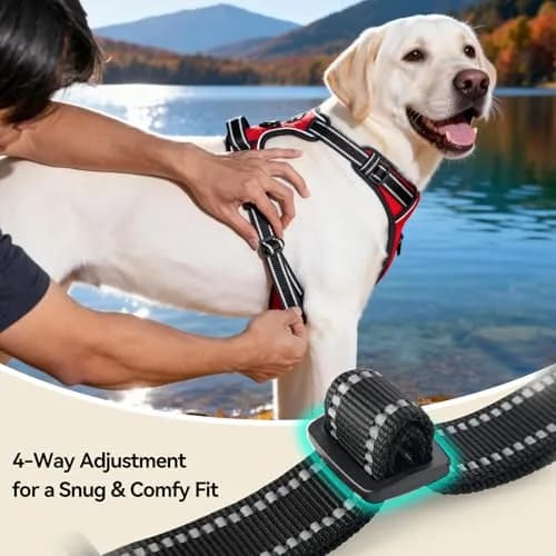 PHOEPET Reflective Dog Harness No Pull Large Breed Vest | Adjustable, Breathable Oxford, Reflective Material thumbnail 6