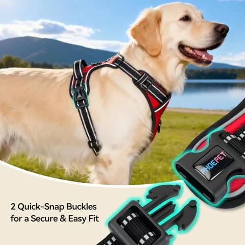 PHOEPET Reflective Dog Harness No Pull Large Breed Vest | Adjustable, Breathable Oxford, Reflective Material thumbnail 7