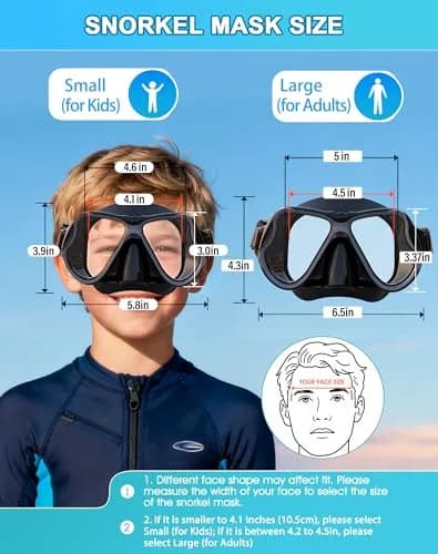Greatever Snorkeling Gear for Adults Kids | Dry Snorkel Mask Set Anti-Fog with Wide View thumbnail 5