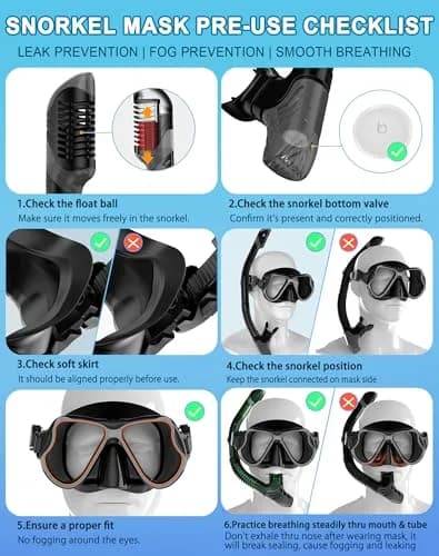 Greatever Snorkeling Gear for Adults Kids | Dry Snorkel Mask Set Anti-Fog with Wide View thumbnail 6