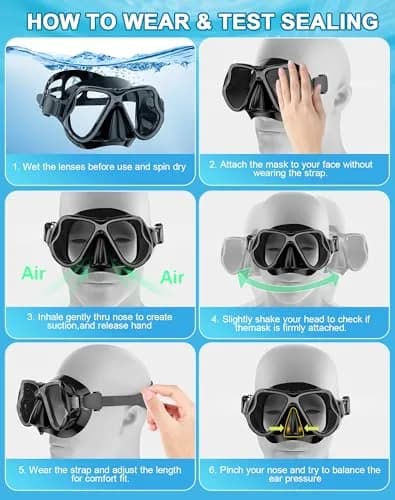 Greatever Snorkeling Gear for Adults Kids | Dry Snorkel Mask Set Anti-Fog with Wide View thumbnail 7