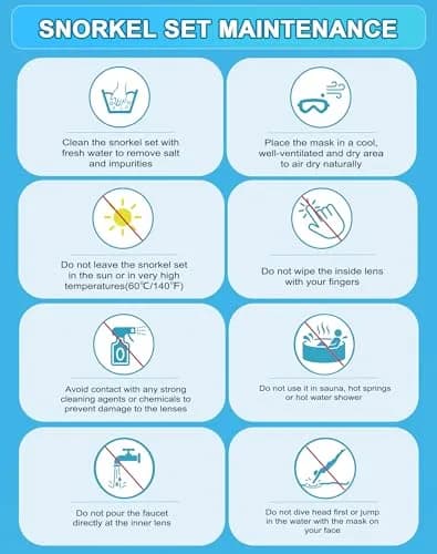 Greatever Snorkeling Gear for Adults Kids | Dry Snorkel Mask Set Anti-Fog with Wide View thumbnail 8