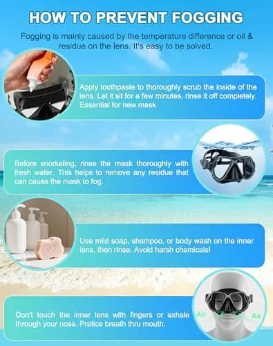 Greatever Snorkeling Gear for Adults Kids | Dry Snorkel Mask Set Anti-Fog with Wide View thumbnail 9