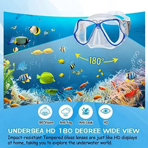 Greatever Snorkeling Gear for Adults Kids | Anti-Fog Dry Snorkel Mask Set with Panoramic View thumbnail 2