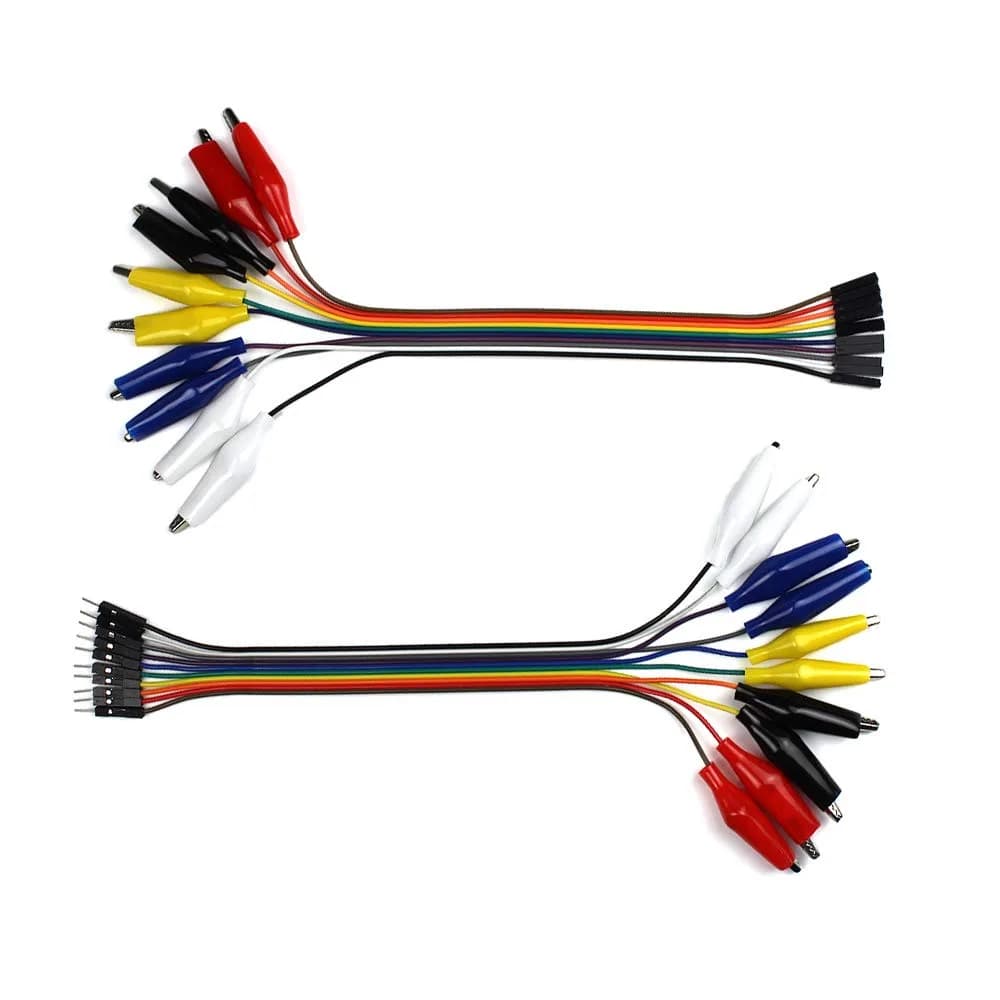 UCTRONICS Breadboard Alligator Clip Jumpers - Gator to Male and Female Jumper Wires Test Lead 8 inch for Power Supply, LED Strips, Multimeters, Arduino Lilypad and Raspberry Pi - main product image