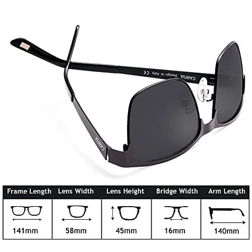 CARFIA Polarized Sunglasses for Men Spring Hinge Metal Frame CA5225 | Classic Square Design, UV400, Spring Hinge, Includes Leather Case thumbnail 6